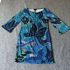 Laundry Design Los Angeles Dress, Blue Green Print, Women's Size 4, 3/4 Sleeves‎